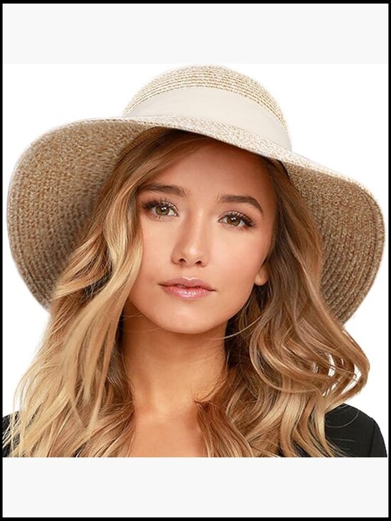Foldable Straw Sun Hat UV Protection Adjustable Brim Beach Travel Summer main image 4